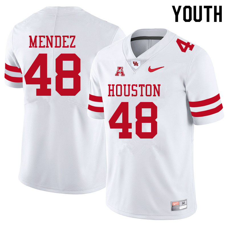 Youth #48 Caleb Mendez Houston Cougars College Football Jerseys Sale-White - Click Image to Close